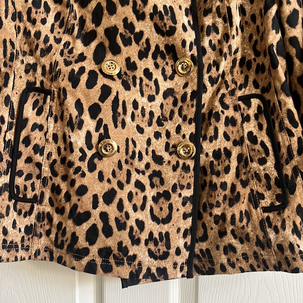 WHBM Leopard‎ Print Double Breasted Swing Trench … - image 6